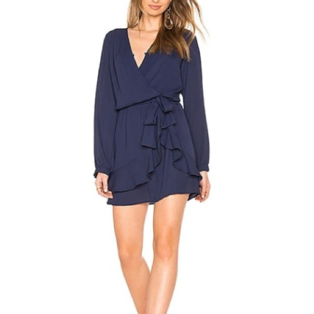REVOLVE KRISA Ruffle Wrap dress in blue